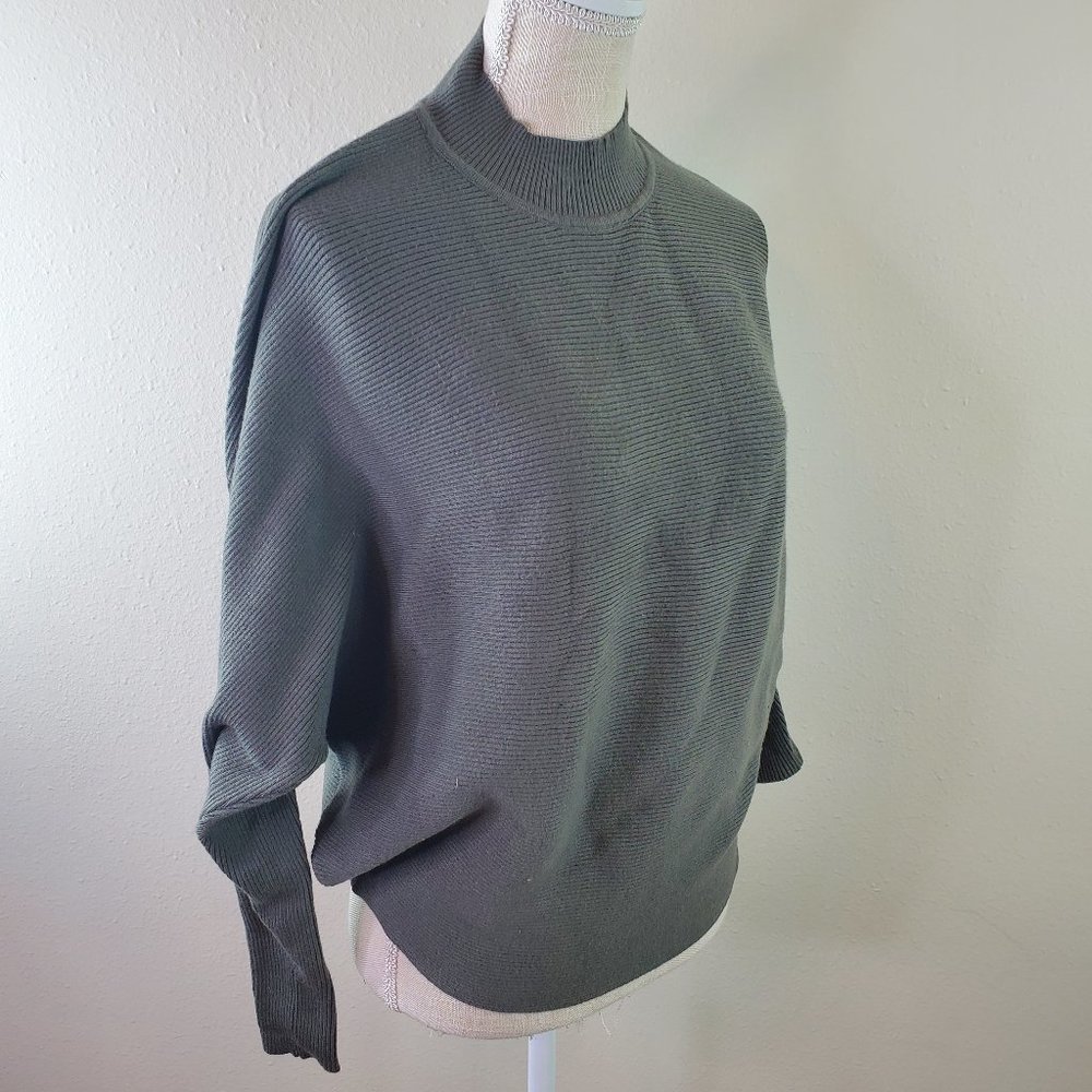Evans Womens Olive Janie Ribbed Plus Size Mockneck Sweater - Picture 1 of 7